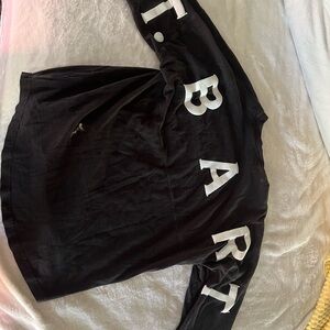 ST. BARTS Black Long Sleeve Shirt/crew neck with White Letters